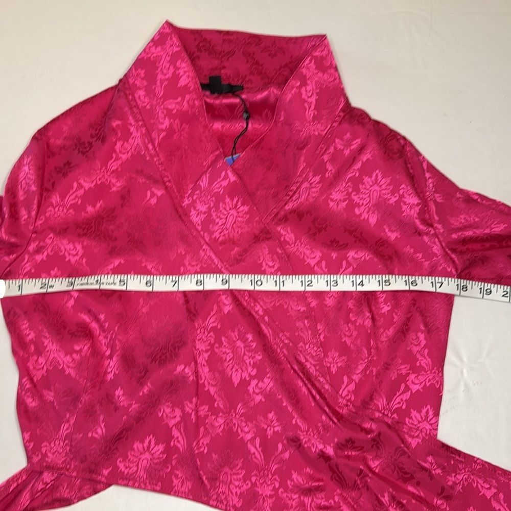 Bright Pink Satin Wrap Blouse - Picture 3 of 9